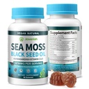 Vegan Ashwagandha Sea Moss Gummies - Čierny olej zo semien, vitamín C a D pre imunitnú podporu, trávenie, Antioxidant 13 v 1 Bundle, Morské Moss Chlorofyl Advanced sila Formula 2Pack 120 Gummy