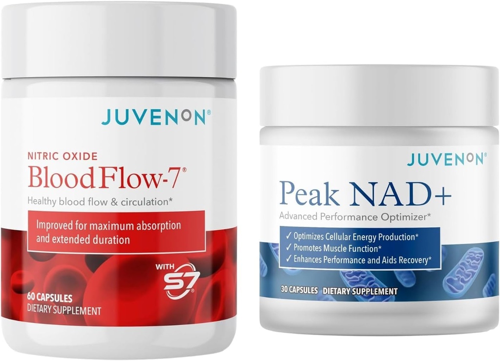 Juvenon BloodFlow-7 Dodatok k oxidu dusnatého s nitrosigin + Peak NAD+