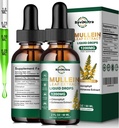 2 balenie Mullein kvapky pre Pľúca, 1200mg Mullein Leaf Extract Tekuté kvapky s chlorofylom pre Pľúcne čistenie a detox, Podpora pre dýchacie, Immune, Tráviaci systém