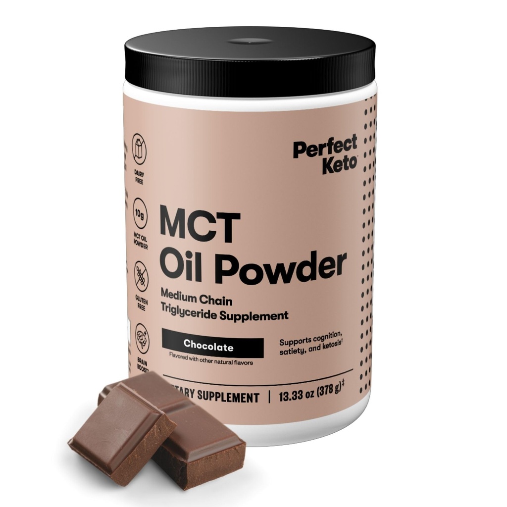 Perfect Keto 7g MCT Oil Powder, Medium Chain Triglyceridy Supplement, Non Dairy Coffee Creamer for Keto Diet, Ketogenic MCT Oil Mix for Coffee, Smoothie, Protein Shakes, Chocolate, 30 Servings