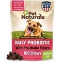 Pet Naturals Daily Probiotic for Dogs, Duck Flavor, 160 Chews - 120M CFU Pre a probiotiká pre psy Tráviace zdravie, Gut Health, Immune Support, hnačka, alergie a svrbenie
