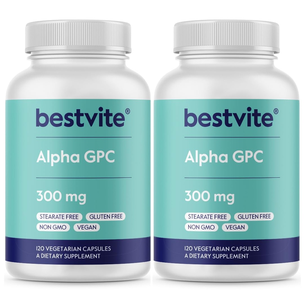 Alpha GPC 600mg per Serving (240 Vegetariánske kapsuly) (120x2) - No Stearates - Vegan - Non GMO - Gluten Free