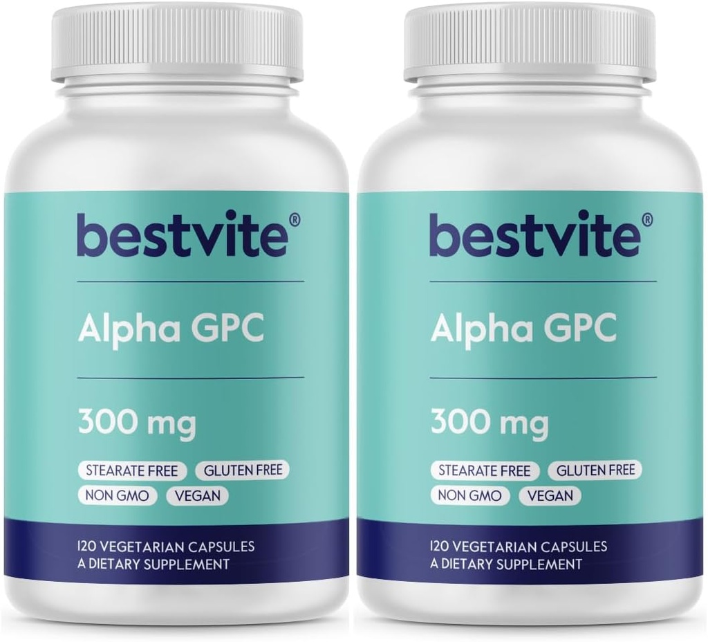 Alpha GPC 600mg per Serving (240 Vegetariánske kapsuly) (120x2) - No Stearates - Vegan - Non GMO - Gluten Free