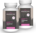 Mountain Peak Nutritionals Permeable Gut & Digestive Support Combo Pack - Gut Lining & Gastrointestinálne zdravie - Enzymes, Probiotiká & Nutritional Support - 90 Vegetariánske kapsule