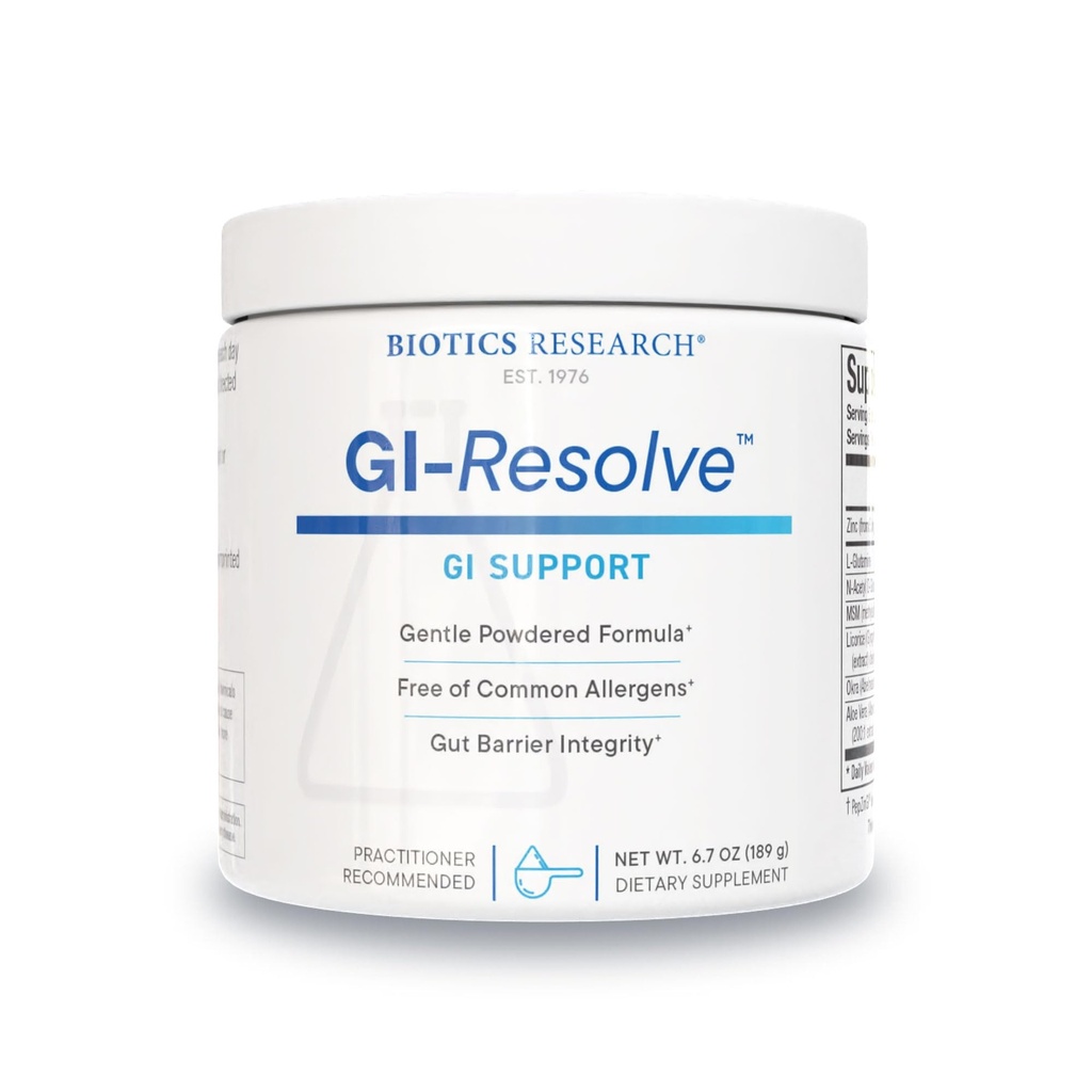 Biotics Research GI ResolveTM Advanced L-Glutamine Powder Formula for Gut Lining Support & Healing - Optimal Gastrointestinálne funkcie - Premium 7-Ingredient s zinkom Karnozín a Botanicals- 6.7oz