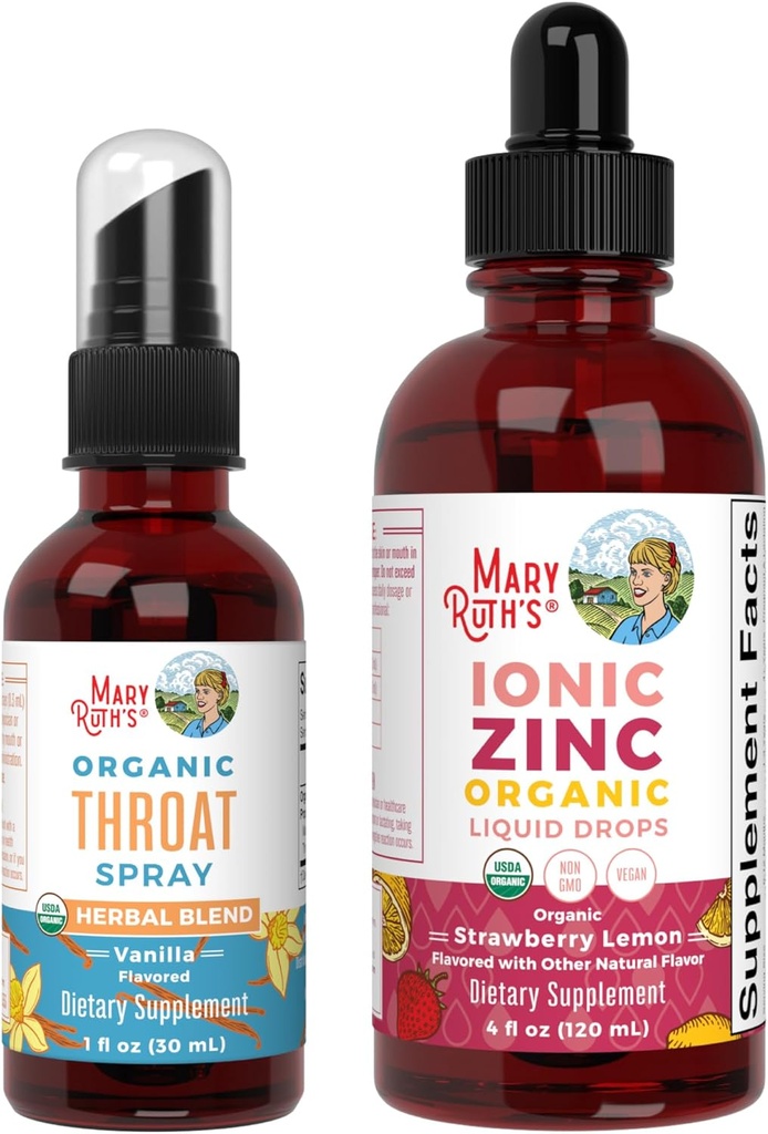 MaryRuth Organics Throat Spray (Vanilla) & Zinkové kvapky (Jahodová citrónová)