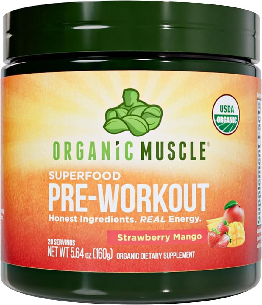 Organic Muscle Organic Pre Workout Powder, Strawberry Mango 