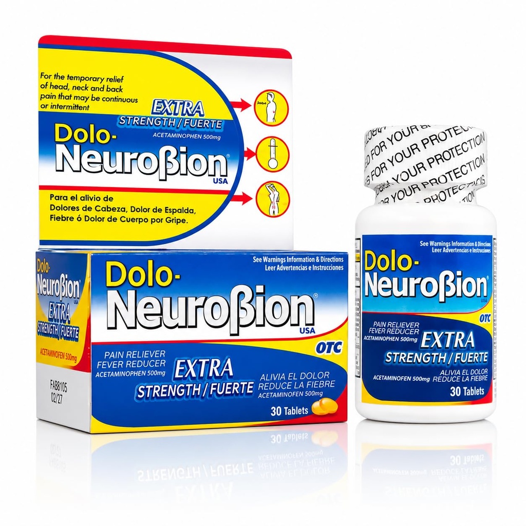 Dolo Neurobion 30 tabliet - Bolesť Reliever, Horúčka Redukcia, Extra sila, Fuerte, Alivia el Dolor, Redukovať la Fiebre
