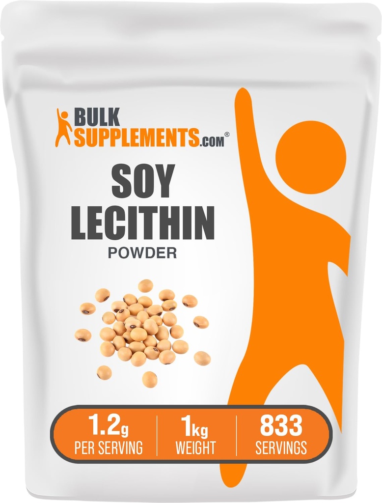 BulkSupplementments.com Soy Lecithin Powder - Lecithin Supplement, Nutritional Supplement, Food Grade - Gluten Free, 1,2 g per Serving, 1 kg (2,2 libry) (Pack of 1)