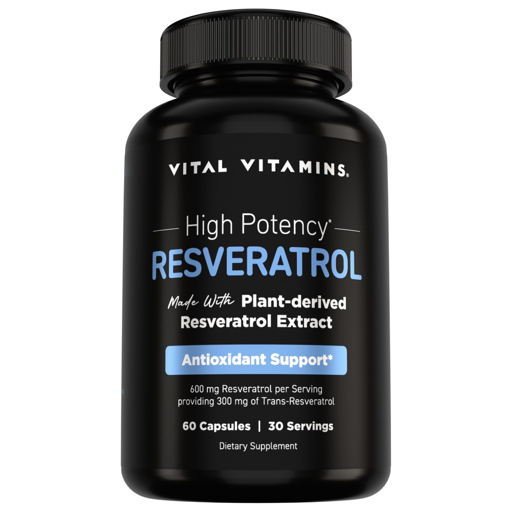 Vital Vitamíny Reveratrol doplnok - Antioxidant podpora, Cellular dlhovekosť, kognitívne funkcie - 60 Kapsule