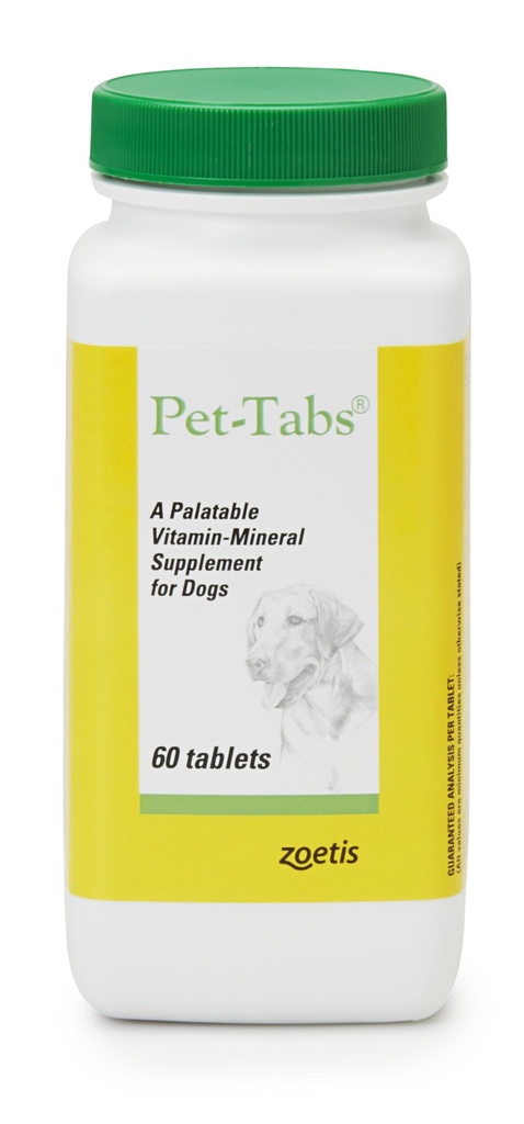 Pet-Tabs Multivitamínové a minerálne doplnky pre psy, Žuvacia tableta, 60 Počet fliaš