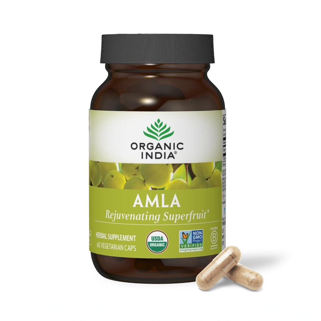 ORGANICKÉ INDIA Amla Kapsule Organické - Indické husacie bylinné vitamíny doplnok, Amla doplnok, Imunitná podpora, Vegan, Gluten-free, Ayurvedic, Antioxidant, non-GMO - 60 Kapsule