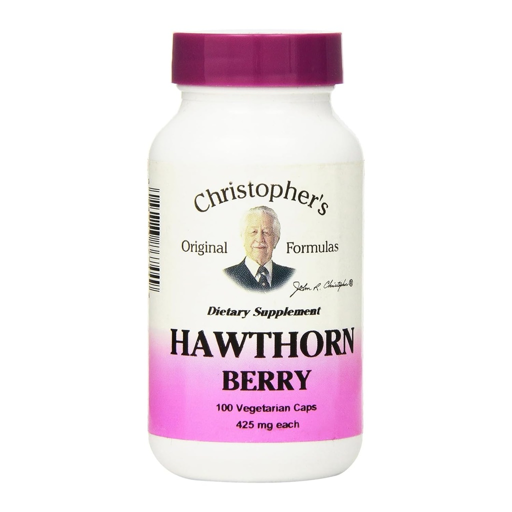 Christopher's Original Formules Hawthorn Berry Kapsule, Bylinný doplnok pre Srdce a kardiovaskulárny Wellness, 100 Kapsule