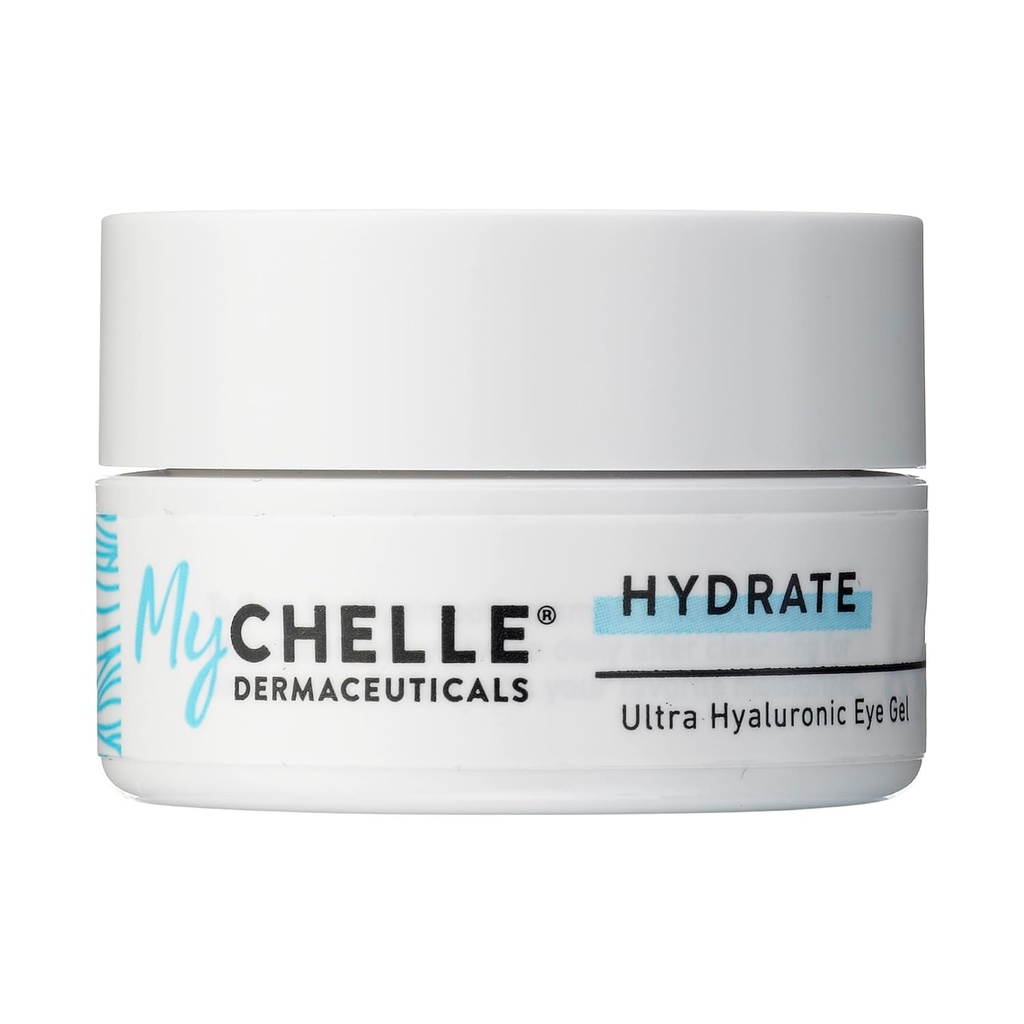 MyChelle Dermaceuticals Ultra Hyaluronic Eye Gel (0,45 Fl Oz) - Bohatá hydratácia pre suchú pleť s kyselinou hyaluronovou Vegan, Pomoc Plump kože a pomôcť znížiť vzhľad jemných čiar a vrások