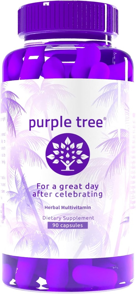 purple tree Post-Celebration Wellness | Liver Support, Body Replenisher, Rapid Hydration | Dihydromyricetin DHM, Milk Thistle, Electrolytes, Vitamin B, Willow Bark, Quercetin (90 Pills)