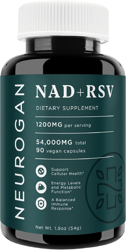 Neurogan NAD+ s kapsulami Resveratrol 1:1 Pomer - 1200 mg na obsluhu, 90 Ct - Cellular Health & Healthy Aging Supplements, Energy & Immune Support - Nicotine Adenine Dinukleotid NAD+ Dodatok