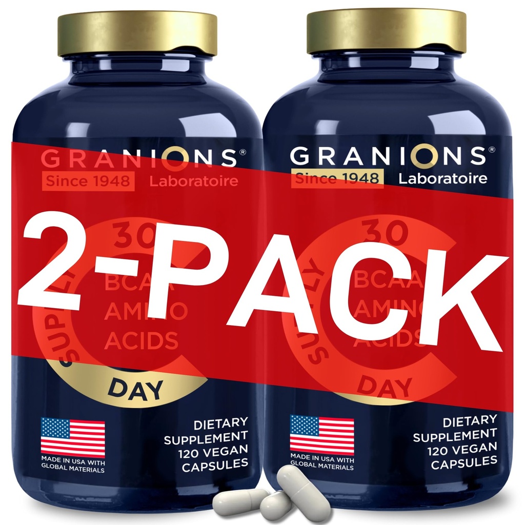 Essential Amino Acides Supplement for Men & Women - All 9 BCAA EAA Supplements Formula - Leucine Amino Acid, Lysin, Tryptofán, Advanced Amino Energy & Muscle Recovery - 240 Vegan BCAA Kapsule