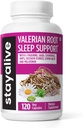 STAY ALIVE Valerian Root Kapsule, 8-in-1 extrakt w/melatonín, mučenka, L-teanín, citrónový balzam, chmeľový kvet, harmanček & GABA, 120 Valeriánskych piluliek, non-GMO & Gluten-free Natural Sleep Supplement