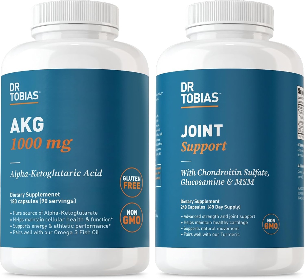 Dr. Tobias AKG Supplement & Joint Suplement - Podpora energie, svalov, Kartilage a spoločné zdravie, non-GMO