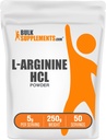 BulkSupplementments.com L-arginín HCl prášok - doplnky oxidu dusnatého, Arginín prášok - Neochutené a bez lepidla, 5g na Serving, 250g (8,8 oz) (Pack of 1)