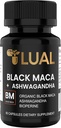 LUAL 300,000mg 30x Sila Organické Black Maca Root s Ashwagandha - Najvyššia potencie Black Maca Root Kapsule od Muži - 100% Pure Maca Peruana prášok Organické, Želatizované, Non-GMO - 60 Pills