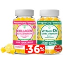 Lunakai kolagén a vitamín D3 Gummy Bundle - Non-GMO proti starnutiu doplnkov pre mužov a ženy - Imunita, kosti a nálada Gummy pre dospelých - 30 dní dodávky