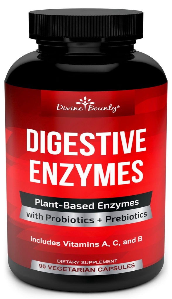Divine Bounty Tráviace enzýmy s probiotikami a prebiotikami s lipázou, amylázou, hypromelínom - Podpora zdravého tráviaceho traktátu pre mužov a ženy 90 Vegetariánskych kapsúl