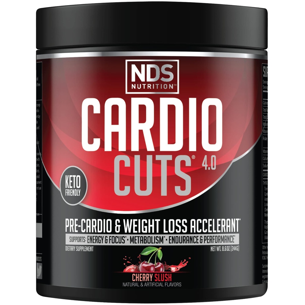 NDS Nutrition 4.0 pred tréningom doplnok - Advanced Weight Loss and Pre Cardio Formula s L-karnitín, CLA, MCTs, L-Glutamine, a požltový olej - Cherry Slush (40 Servings)