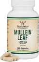 Double Wood Supplements Mullein Leaf Kapsule 10 000 mg Sila, 180 Vegan Kapsule bez výplne, podporuje Lung & Respiration Health
