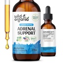 Wild & Organic Adrenal Support Tinture for Positive Outlook - Adrenal Complex with Ashwagandha, Rhodiola Rosea Root - 1-Month Supply - Vegan, No Sugar & Alcohol - 2 fl oz