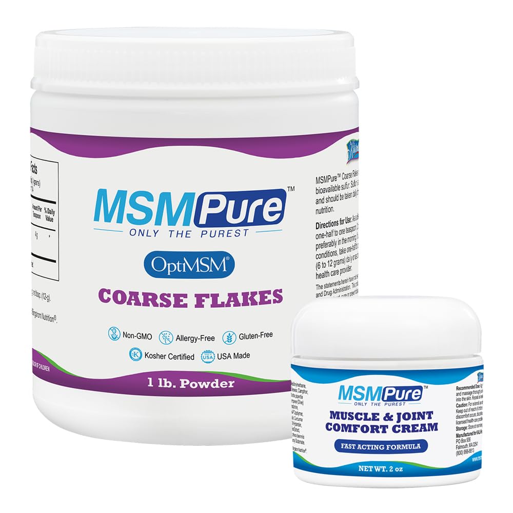 KALA ZDRAVIE MSMPure Coarse Flakes 1lb a svalový a kĺbový krém 2oz Bundle
