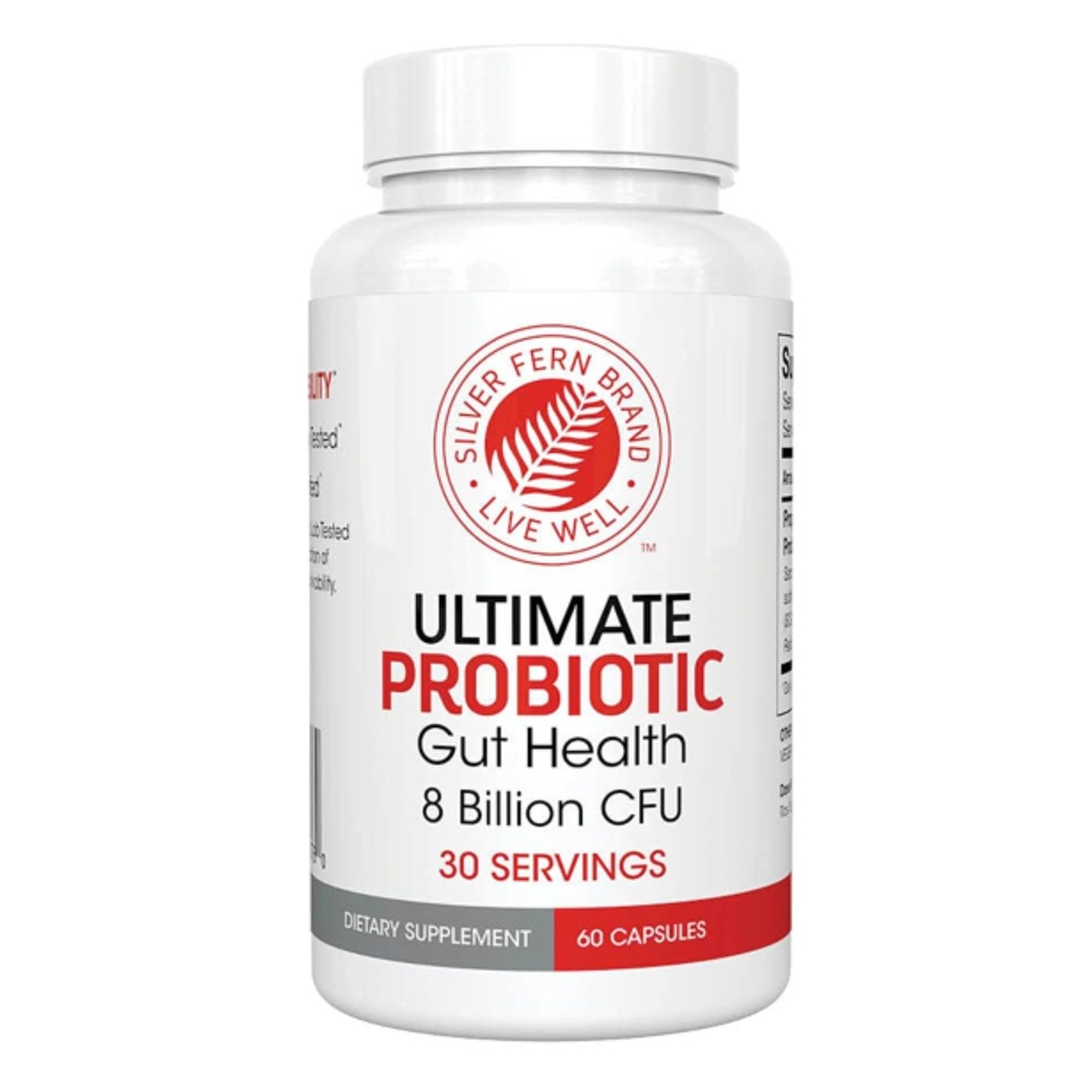 Silver Fern Brand Ultimate Probiotic - Probiotiká pre ženy a mužov - 8 miliárd CFU Športové Gut Zdravie Supplement - DNA Overené, Vegan, Policajti Stable, Vysoká trvanlivosť - 60 kapsúl