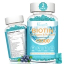 Biotín a kolagén Gummy s B12, vlasy kože a nechtov Vitamíny Gummy pre rast vlasov, žiariace kože a silné nechty - čučoriedková chuť, bez cukru, 120 Ct