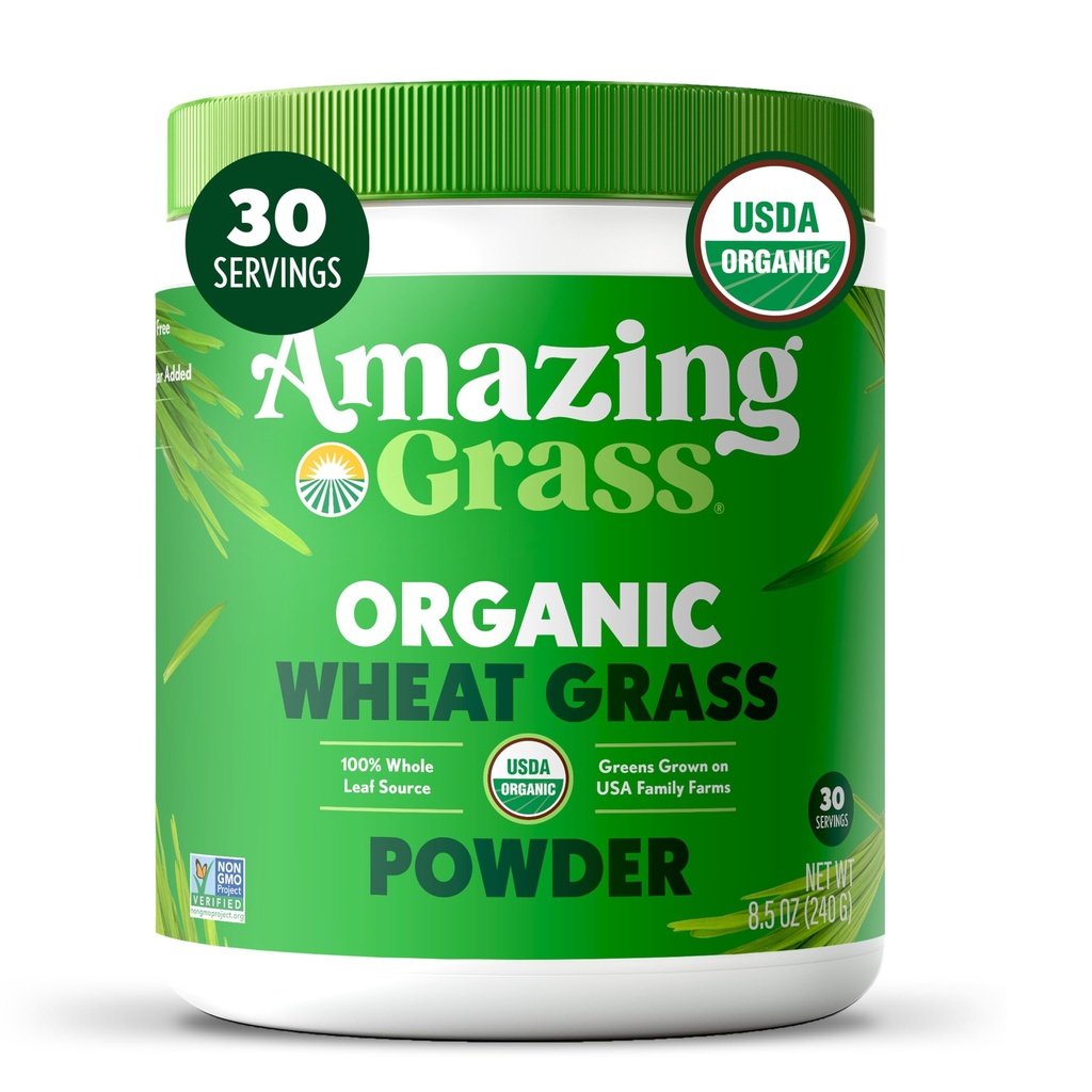 Amazing Grass Wheat Grass Powder: 100% celozrnná pšenica Powder for Energy, Detox & Imunity Support, Chlorofyl Providing Greens, 30 Servings