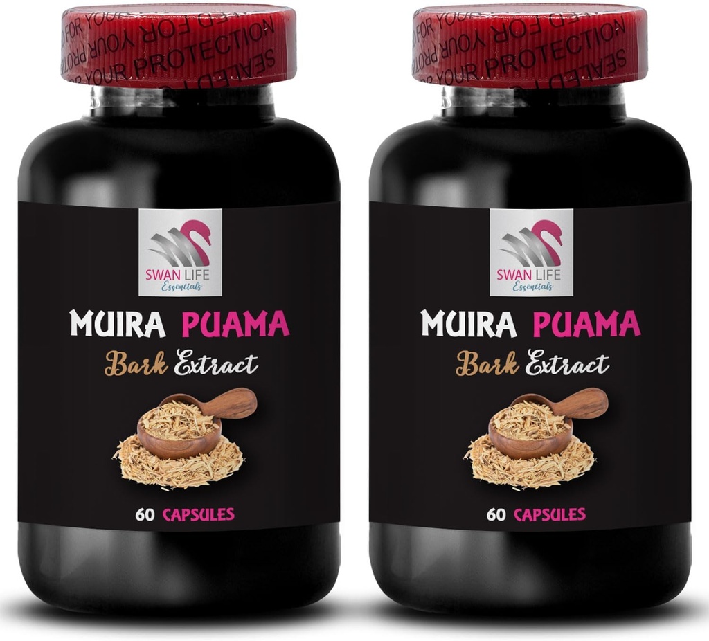 Aktivácia bylinnej energie - Muira PUAMA BARK Extract - Vyvážené Boost Blend, Natural Endurance Lift, Mindful Performance, Energy Optimizer, Plant Synergy Energy, Natural Daily Lift 2 Fľaše 120 Čiapky