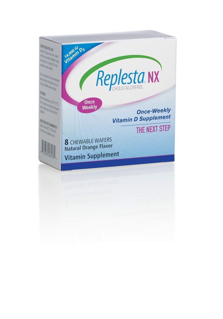 Replesta NX 14 000 IU Vitamín D3 Cholekalciferol, pre nedostatok vitamínu D, raz-týždenné žuvacia vlna, non-GMO, prírodná Orange flavor, 8 tabliet