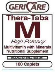 1163913 PT# 621-13 Thera-Tabs M Multivitamínové multiminerálne tablety Dospelí 100/Bt vyrobené Geri-Care Pharmaceuticals