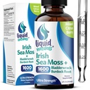 Irish Sea Moss Drops - Citrus Berry Flavor - 92+ Essential Minerals & Vitamíny - Energy, Skin, Gut, Recovery - Bladderwrack a Burdock Root - 2 fl. oz