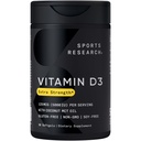 Športový výskum Vitamín D3 5000 IU s kokosovým MCT olejom - Vysokopotenciálny vitamín D doplnok pre imunitnú a kostnú podporu - Non-GMO Overené, Gluten & Soy Free 