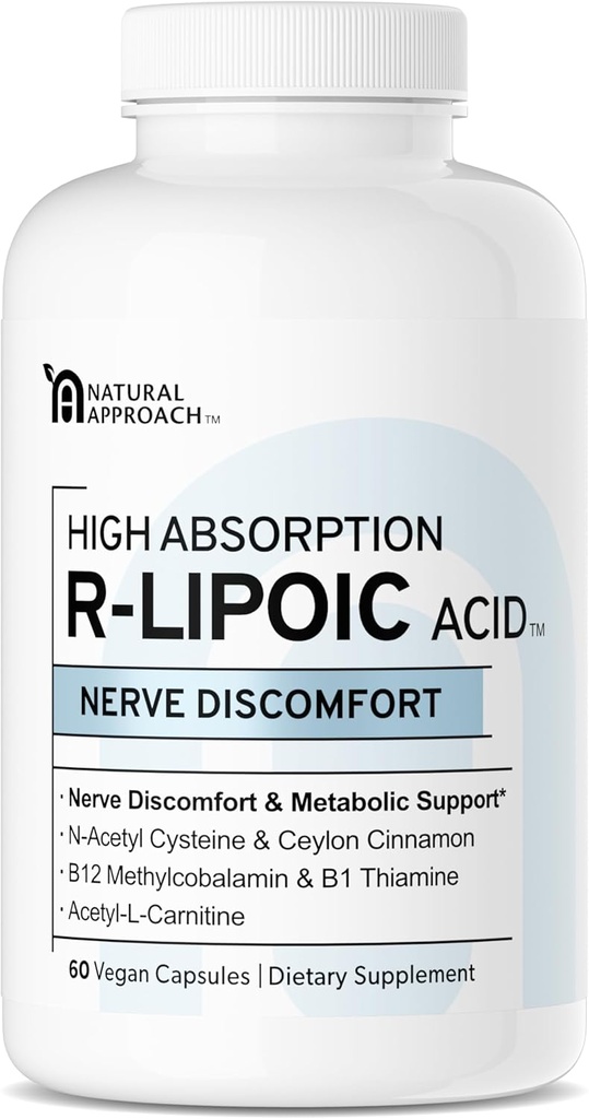 VYSOKÁ ABSORPION R-LIPOIC Acid - podporuje Nerve zdravie - Tingling prsty, ruky, prsty a nohy - podporuje zdravé starnutie, kardiovaskulárne zdravie a celkové pohodu* - 60 Vegan Kapsule