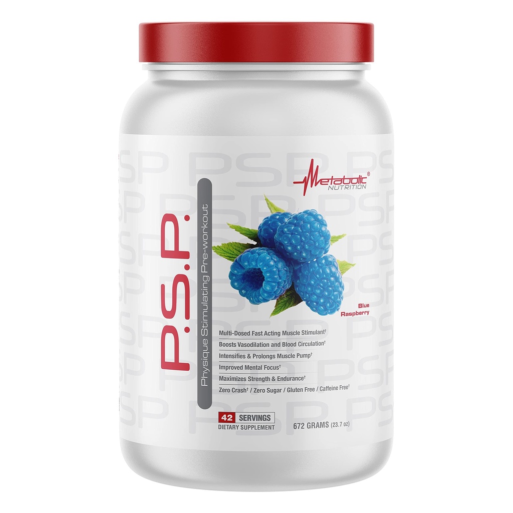 Metabolická výživa P.S.P. Physique Stimulujúca predvypracovanie 672g Zero Sugar Caffeine Free (Modrá malina)