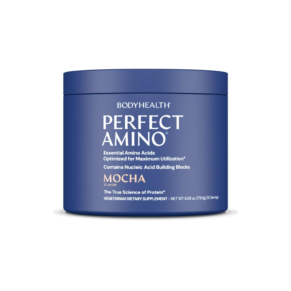TeloHealth PerfectAmino Powder - BCAA a EAA Powder pre pred a po tréningu - Aminokyselinový nápoj pre mužov a ženy na podporu chudého svalstva a zotavenie - Mocha - 60 Servivné