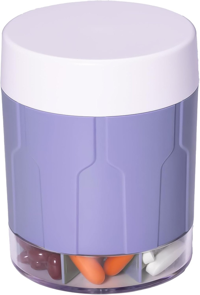 Betife Extra Large Supplement Organizátor, Týždenné pilulky Organizátor fľašu, Denné pilulky Dispenser so 7 veľkými oddeleniami, Organizátor držať 7 dní vitamín medikácie,21 štítky a čistiace štetec (Purple)