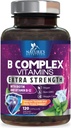 B Complex Vitamíny Kapsule - s vitamínom B12 B6 B100 C biotín folát a kyselina listová - Supplement for Heart, Brain, & Nerve Support - Super Complete B- Complex for Immune & Energy Support - 120 Kapsule