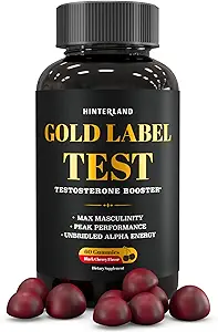 Gold Label Testosterón Booster Gummies s Tongkat Ali, Zinok, D3, Ashwagandha, senovka, horčík, Bór pre mužské zlepšenie, budovanie svalov, Vitalita, Sila, Výkon, Energia - 60 Počet
