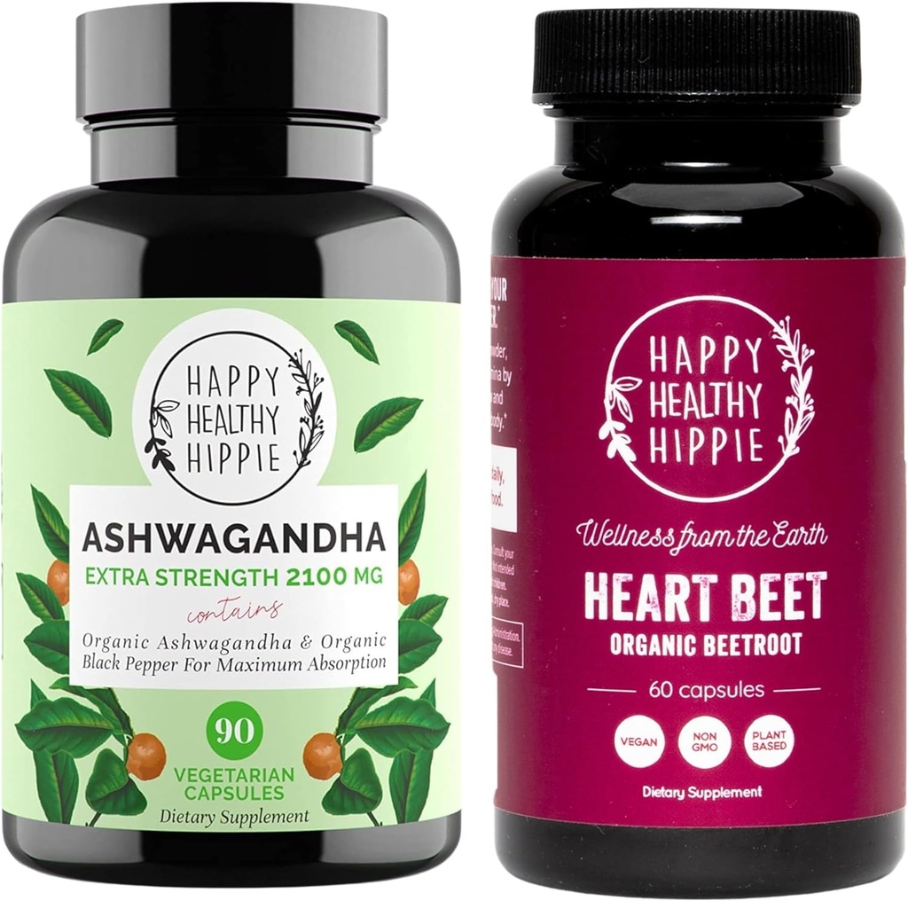 Happy Healthy Hippie cvikla Kapsule & Organic Ashwagandha Stress Support Capsule