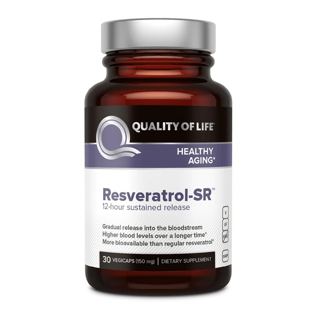 Kvalita života Resveratrol SR - Výkonný proti starnutiu All Natural Formula - 30 Vegicaps