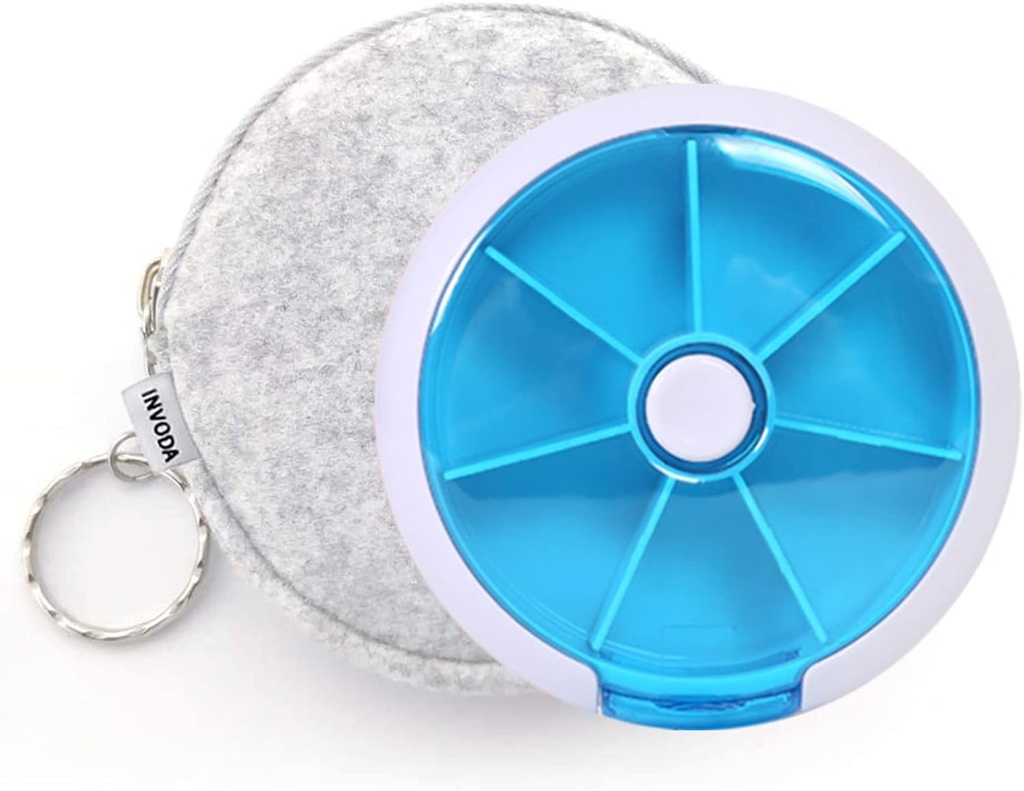 Pilulka Organizátor cestovné pilulky prípad Purse Prenosná medicína Malý týždeň pilulky Box pre vitamíny/Rybový olej/Pilulky/Doplnky (Blue+Bag)