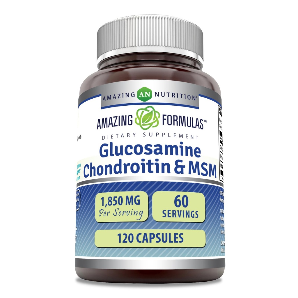 Amazing Formules Glucosamine Chondroitin MSM 1850 mg Per Serving Capsules Supplement 