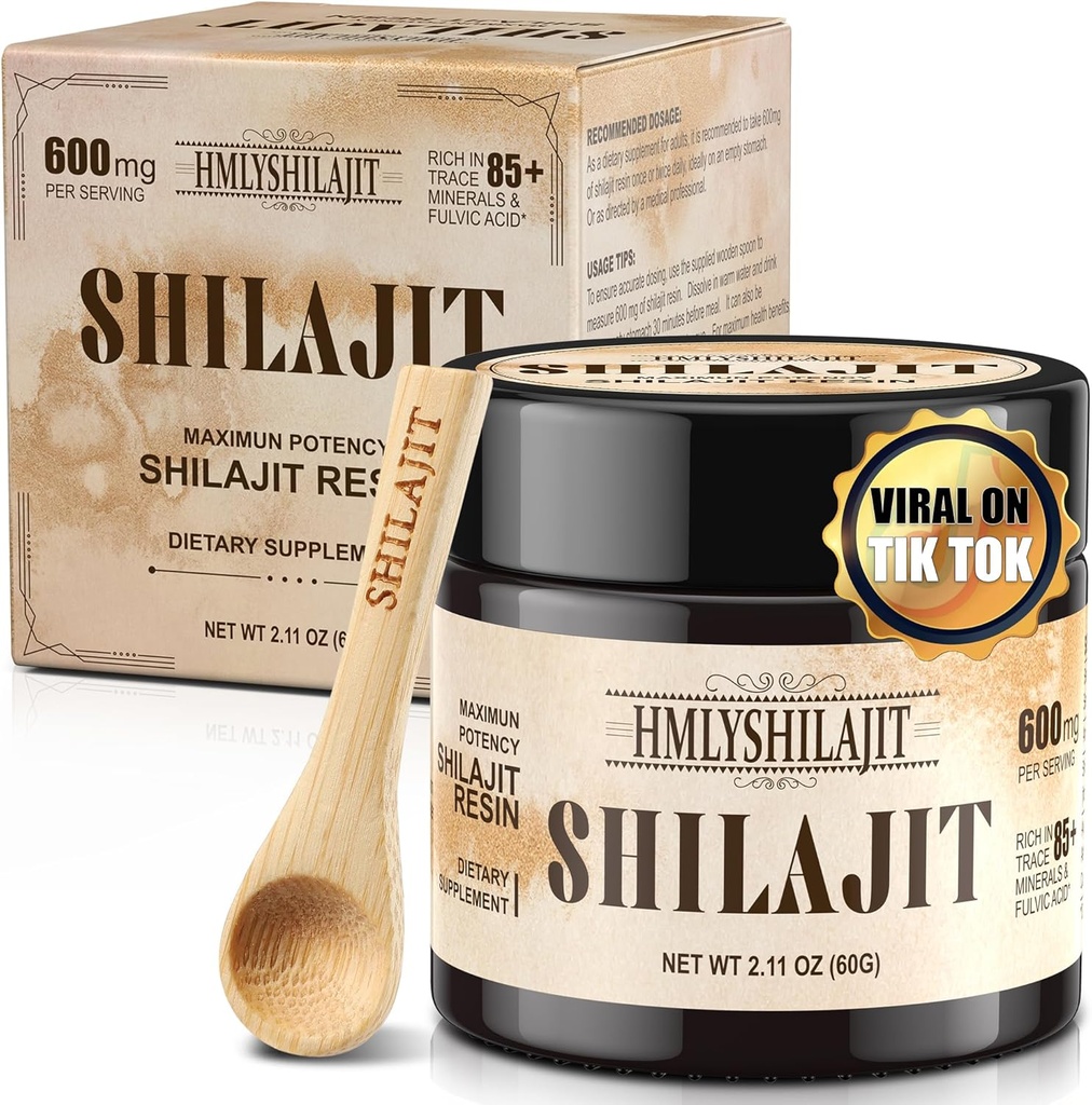 Geloo Shilajit Pure Himalayan Organic Shilajit Resin 60 Grams - Natural Shilajit Resin - Gold Grade 100% Shilajit - s 85+ Stopové minerály & Fulvic